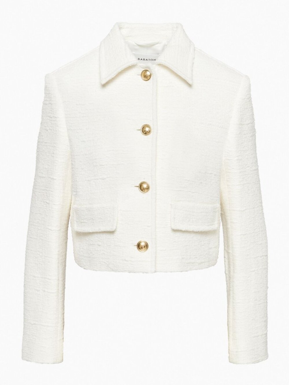 Babaton Frances Cropped Tweed Jacket With Gold Buttons